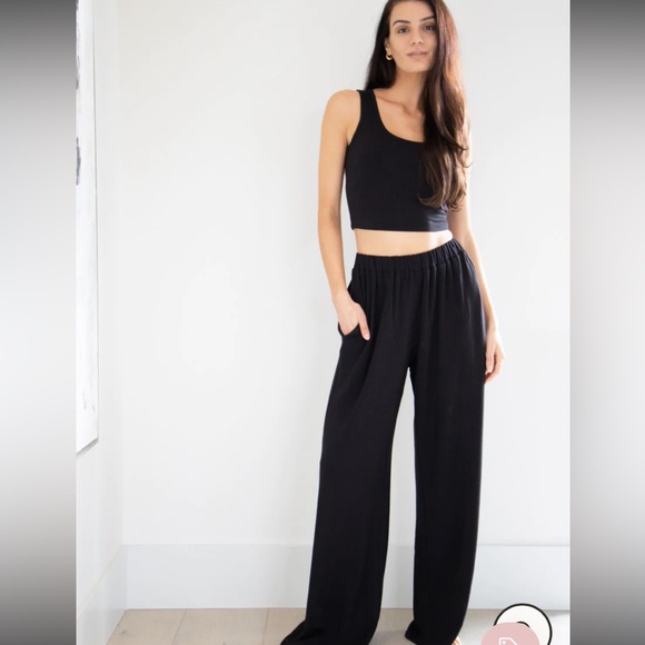 Luxe by Priv Black Wide Leg Sarah Sweater Knit Joggers Size XS - Picture 1 of 8